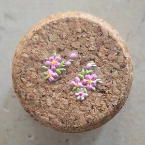 Brand New Hand Crafted Magnet Created from Champagne Cork Featuring Flowers